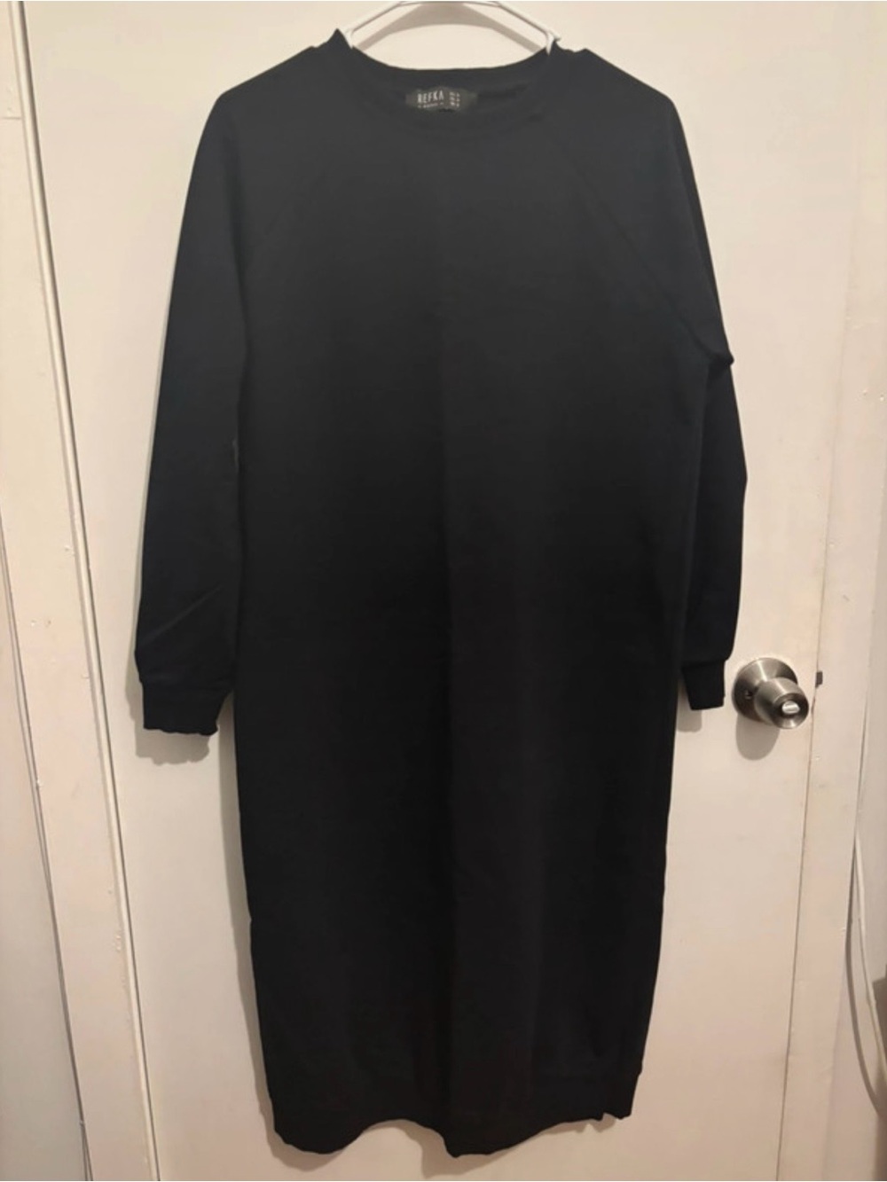 Black Long Sleeve Midi Sweatshirt Dress - BCBG